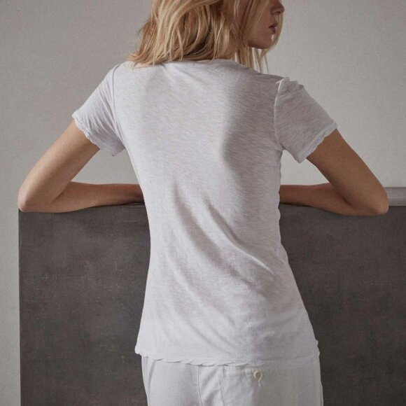NWT JAMES PERSE Sheer Slub Casual V-Neck Tee 1 S Short Sleeve White T-Shirt NEW - Picture 3 of 8